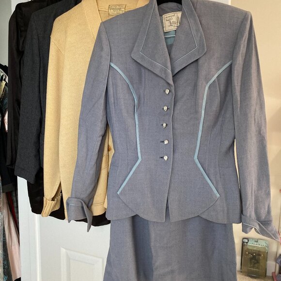 Lilli Ann Dresses & Skirts - ICONIC 1950s LILLI ANN Couture-Level Wool Skirt Suit | Glass Rhinestone Buttons